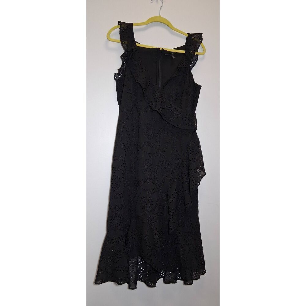 White house womens size 8 long midi eyelet dress black ruffle romantic sundress